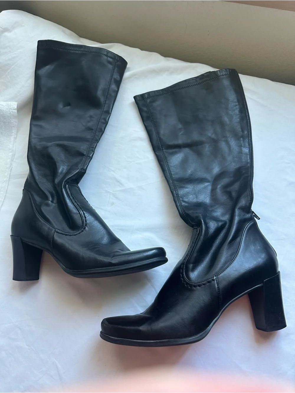 Franco Sarto Black Mid-Calf Block Heel Boots, Size 7.5 M